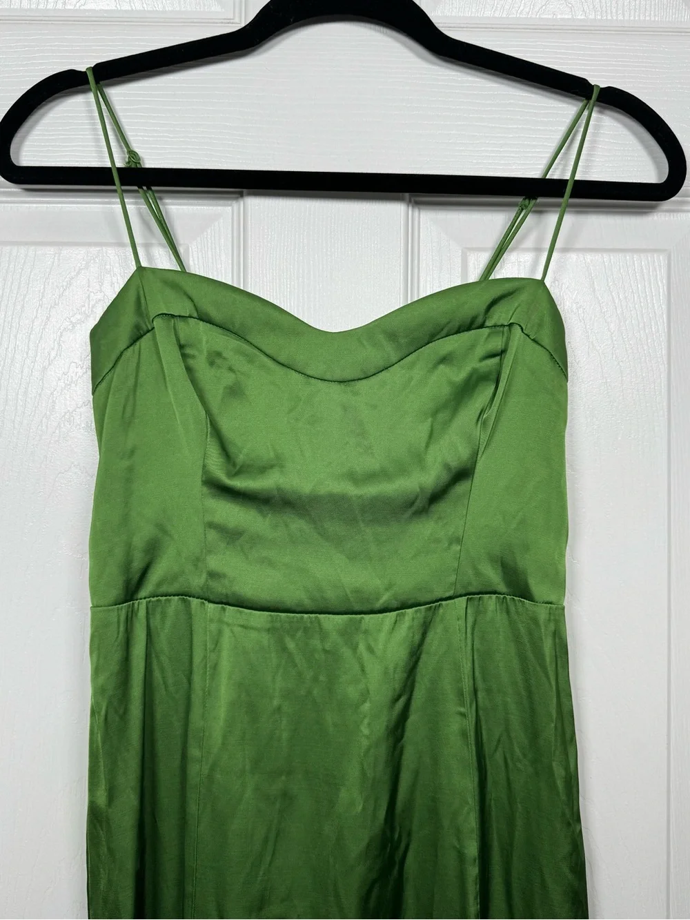 Abercrombie & Fitch Green Satin Slip Midi Dress Sweetheart Slit XS - Picture 4 of 9